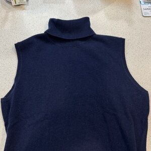 Indigo Blue Sleeveless Cashmere Turtleneck Top